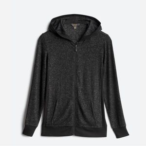 Market & Spruce Blakely Zip Up Hooded Brush Knit Top / Hoodie - Dark Grey - XL